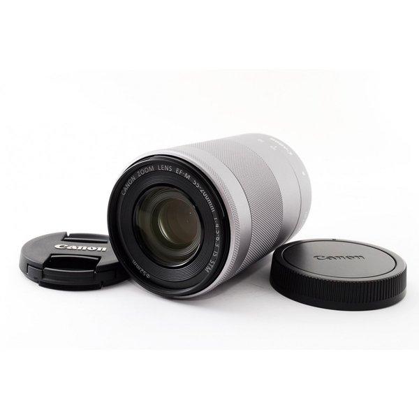 【中古】キヤノン Canon EF-M 55-200mm F4.5-6.3 IS STM シルバー 美品 EF-Mマウント 望遠ズームレンズ