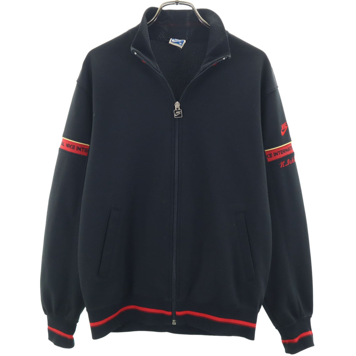 80s ヴィンテージ 日本製 紺タグ トラックジャケット M ブラック スウォッシュ メンズ 古着