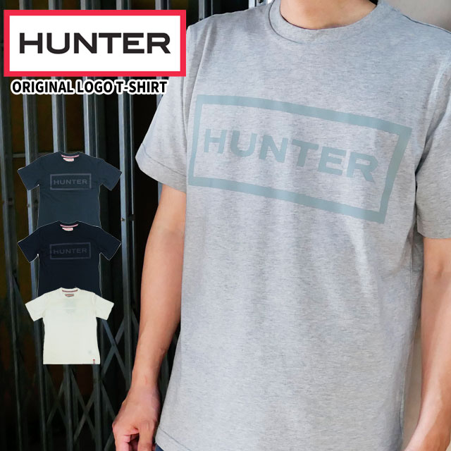 ハンター HUNTER オリジナル ロゴ Tシャツ メンズ MRJ4067JAS 半袖 トップス カットソー 綿 コットン100％ ラウンドネック 丸首 ブラック ホワイト ネイビー
