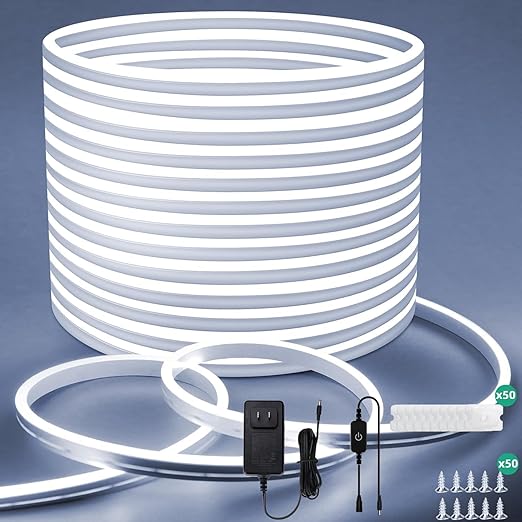 LEDテープライト20M 防水 高輝度 テープライト LED 調光可能 折り曲げ自在 切断可能 長持ち 24V 昼光色 ネオンライト LEDチューブライト 間接照明 室内/屋外/駐車場/店舗/DIY/