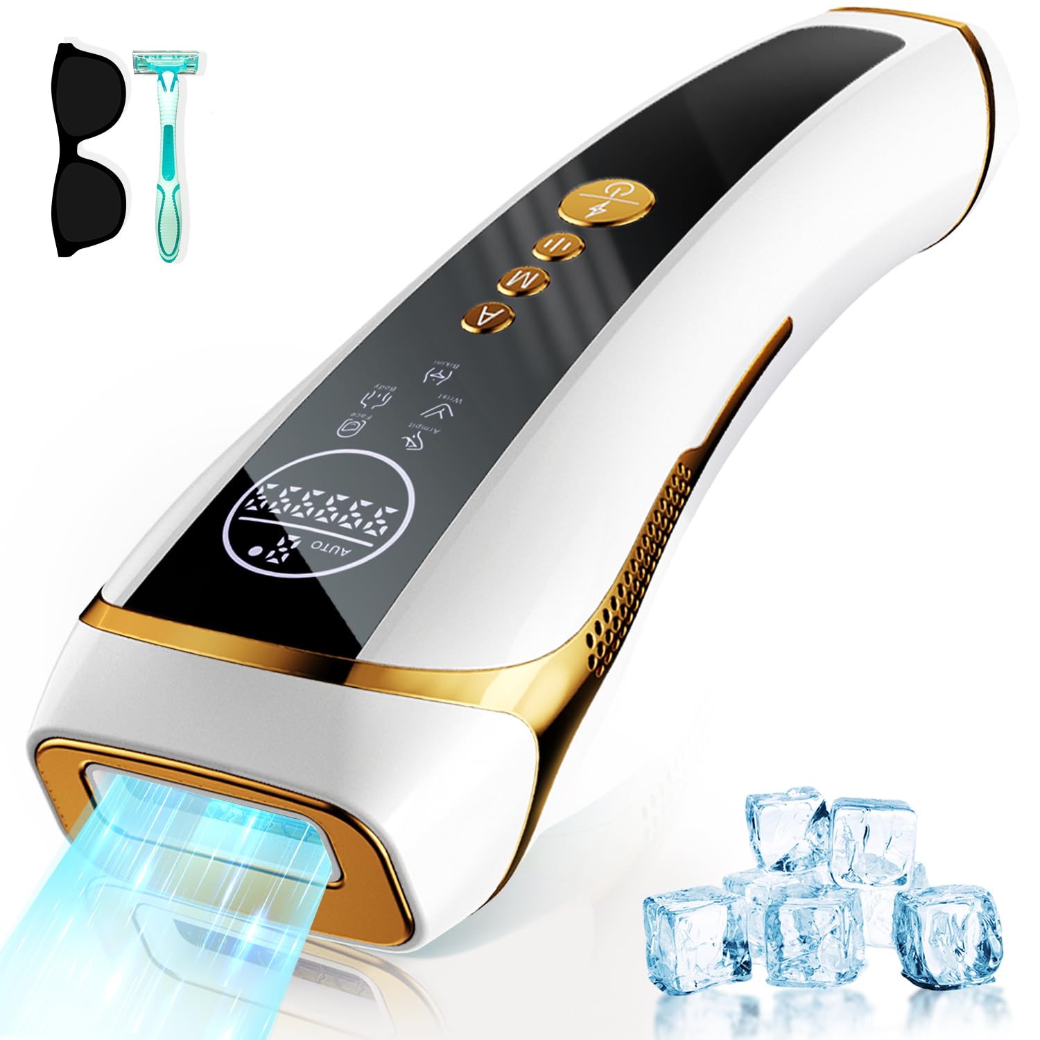 脱毛器 vio対応【2024業界先端 サロン級 サファイア冷感脱毛器】 9段階照射 99万発 HIPL光脱毛器 自動&手動照射 家庭用 全身脱毛 光美容器 無痛 軽量 男女兼用 全身ムダ毛処理 保護眼