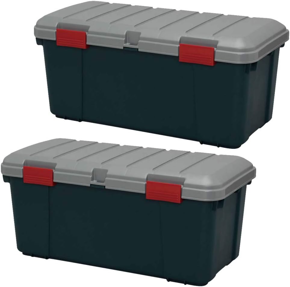 【2個セット】アイリスオーヤマ 収納 BOX 850×450×390 カートランク CK-85 グレー/ダークグリーン