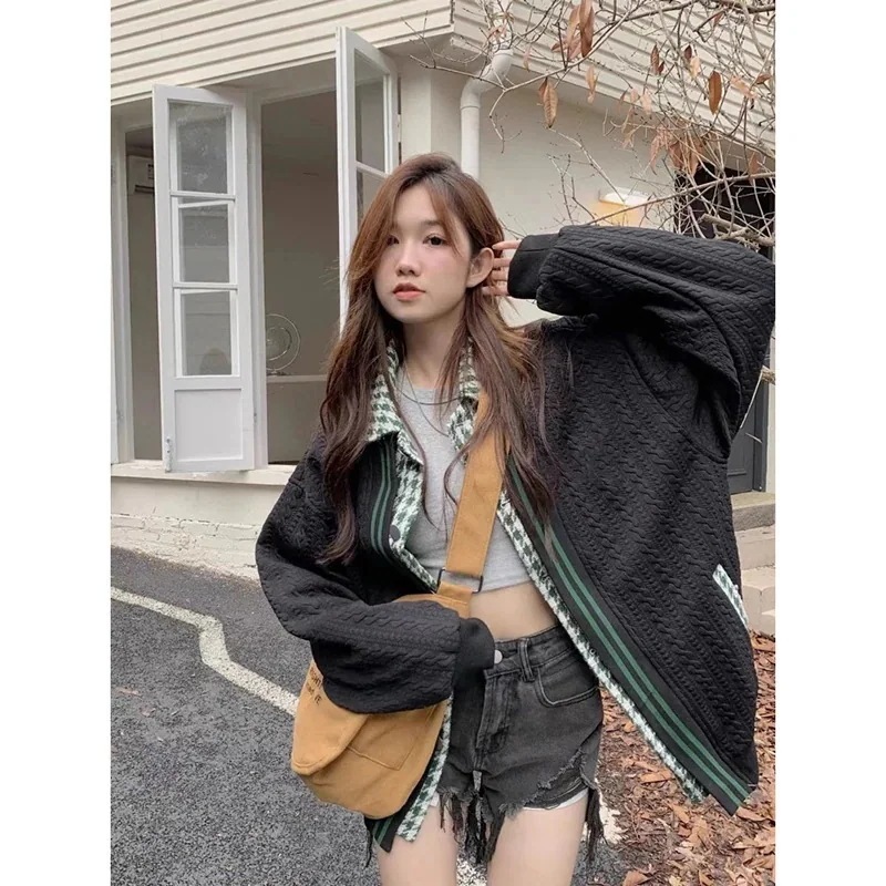 レイジースタイル 長袖 ニット フェイクツーピース トップス ファッション ストリート カジュアル シルエット 色っぽ 女っぽ カジュアル 大人っぽ風 サイズ ゆったり レディース ゆったり 秋 冬春