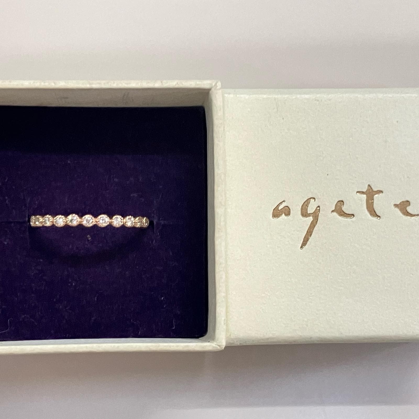 フリルハーフエタニティ リング・指輪 K10ゴールド/ダイヤモンド/0.09ct ゴールド agete K10 .09刻印【中古】 レディース