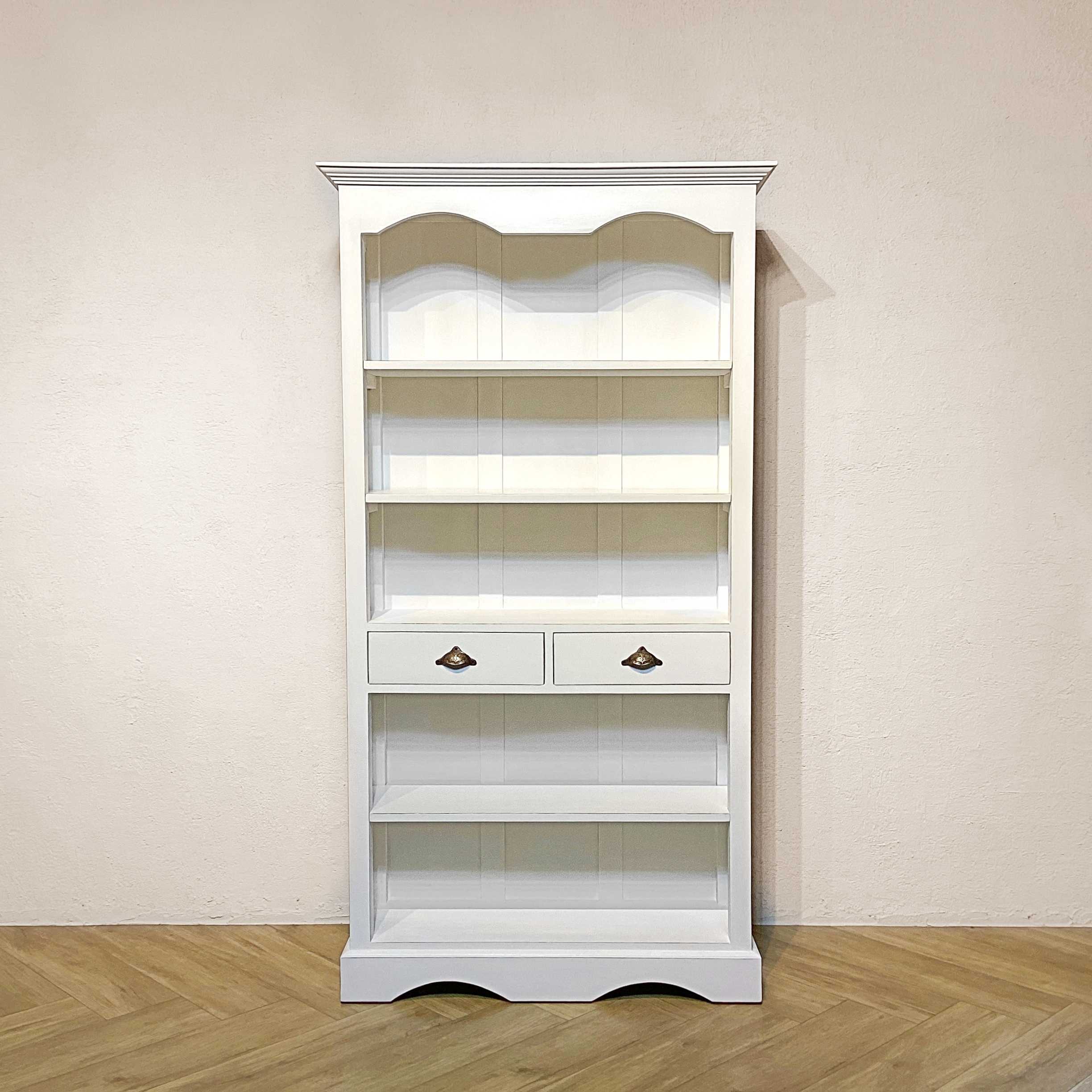 【最安値】アンティーク調 ブックシェルフ 大型ラック 飾り棚 本棚 什器 ホワイト　cab057