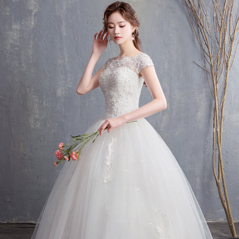 ウェディングドレス 結婚式 二次会 ホワイト 花嫁 ウェディング エンパイア 白ドレス ロングドレス 披露宴 袖あり aライン パーティードレス ブライダル レース