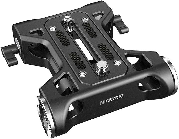 汎用ベースプレート クイックリリースクランプ 15mmロッドクランプ付き 2個セット Arriロゼット 2個セット付き 1/4と3/8インチネジ穴付き Canon C100( レッド)