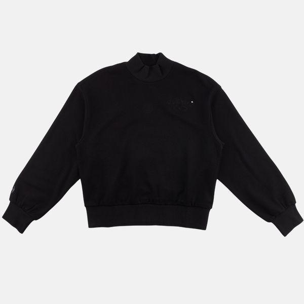 女性ルーズフィットメロウハイネック裏起毛スウェットシャツ ブラック QP422OFSO4_P407300000