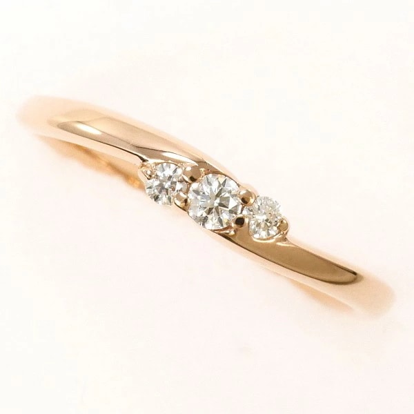 K10 10金 PG リング 4.5号 ダイヤ 0.07 中古