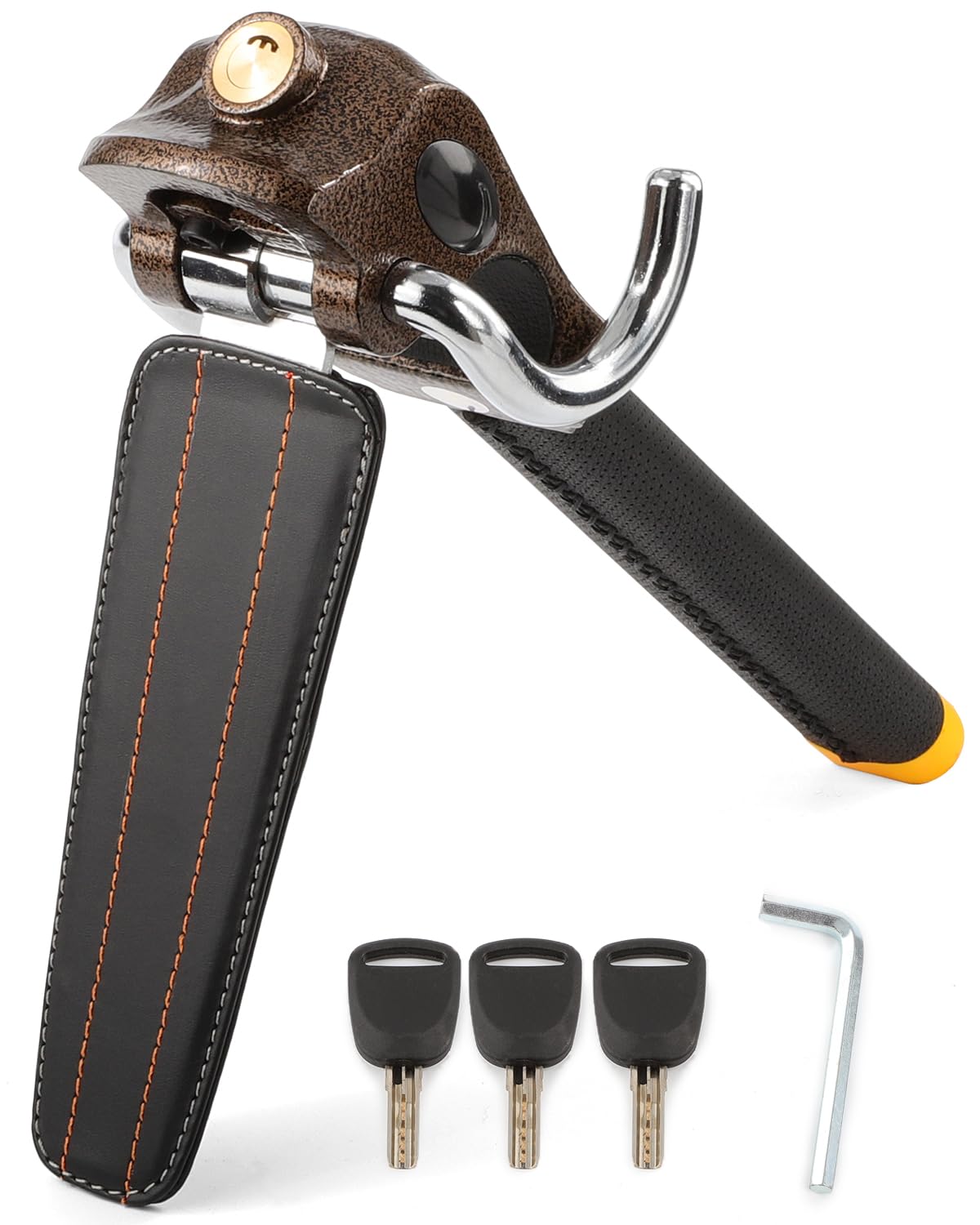 JiiinMiiin 自動車用ステアリングロック ハンドルロック 二重防盗設計 高硬度鉄製 耐切断・防錆仕様 車種対応広域 緊急脱出 鍵穴