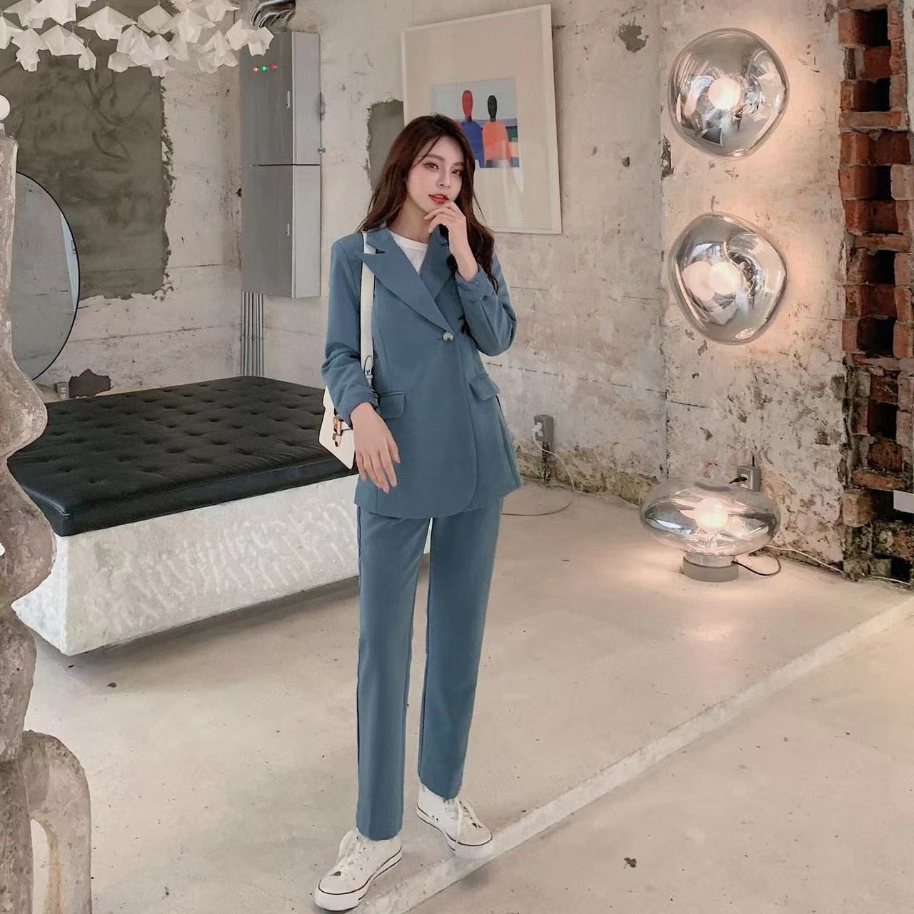 パンツスーツ レディーススーツ ビジネススーツ 2点セット セットアップ キャリア フォーマルスーツ 通勤 就活 事務服 オフィス 卒業式 ロング丈パンツ