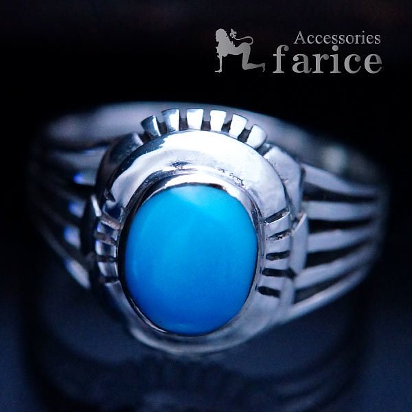 ターコイズ装飾 ネイティブアメリカン飾り彫り 透かし柄アームデザインメンズ ＆レディース インディアンジュエリー シルバー925 リング