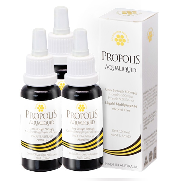 プロポリス アクアリキッド 3本セット 原液濃縮タイプ 30ml エキス濃度50％ ノンアルコール フラボノイドなど健康成分