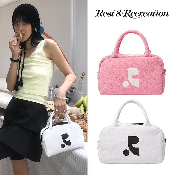 [韓国人気商品] rest&recreation RR Logo Terry Tote Bag 2色 / トートバッグ / ロゴバッグ / バッグ /  ロゴポイント