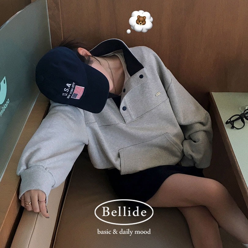 [MADE/裏起毛追加] ルーズフィット配色プラケットトレーナー ts1374