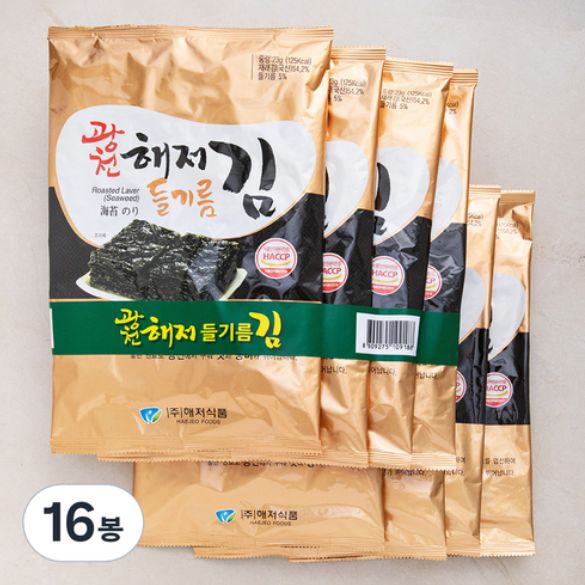 廣川 海底 エゴマ油 全長海苔 23g 16袋/ 韓国直送