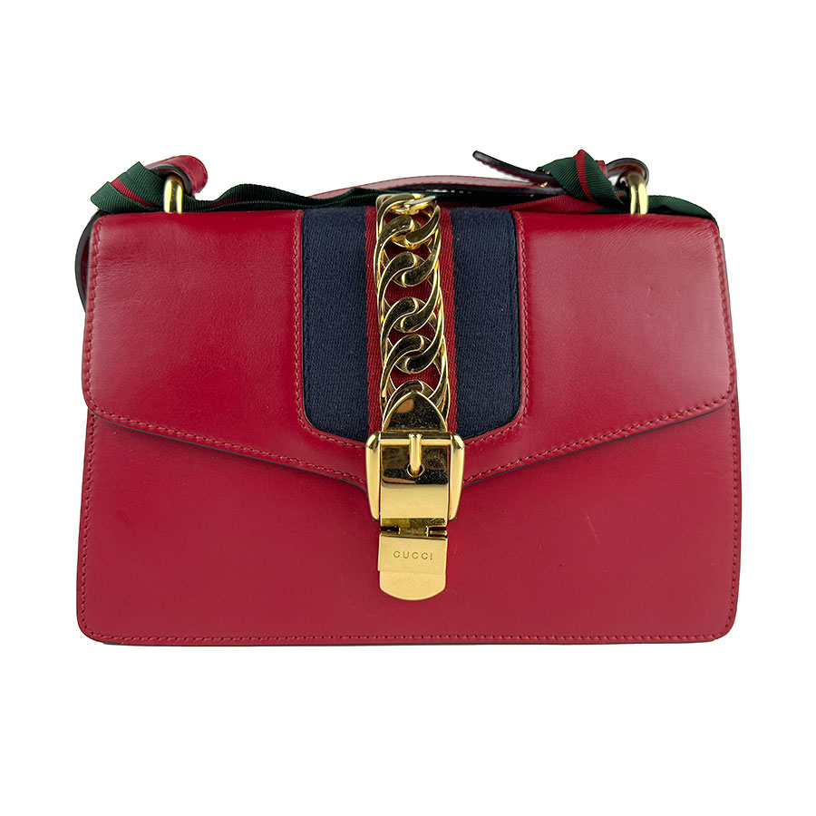 グッチ GUCCI ショルダーバッグ シルヴィ レザー レッド ゴールド レディース 421882 z7823
