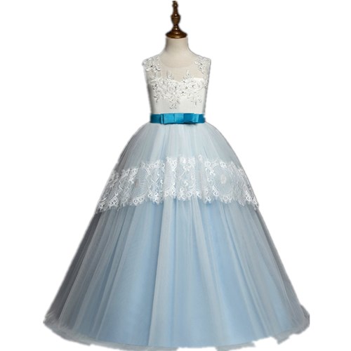 ブルー　ロングドレス　子供ドレス　花柄　フォーマル　ワンピース　キッズ服 子供服 女の子 ワンピース 子ども　発表会　七五三　演出舞台　結婚式　卒業園　入園式 ピアノ　120-170CM