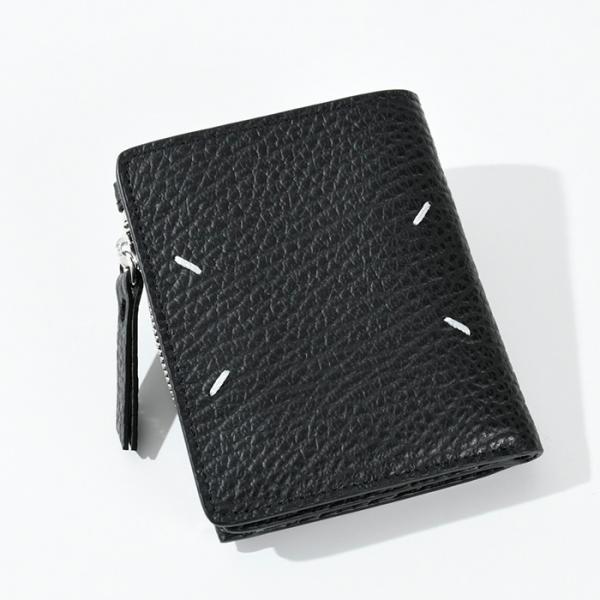 財布 4ステッチ フラップ WALLET SA1UI0023P4455 2つ折り メンズ ギフト ミニ コンパクト 二つ折り 黒 BLACK ブラック