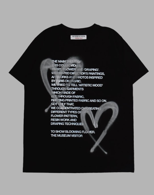 【THE MUSEUM VISITOR】 HEART SPRAYED T-SHIRTS : BLACK