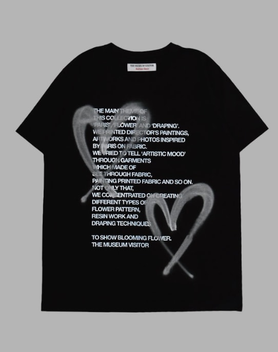 【THE MUSEUM VISITOR】 HEART SPRAYED T-SHIRTS : BLACK 10,440円