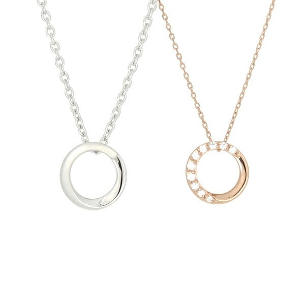 リボン済＆紙袋 正規品 ペアネックレス レディース サークルモチーフ ネックレス ペンダント プレゼント シルバー 祝い