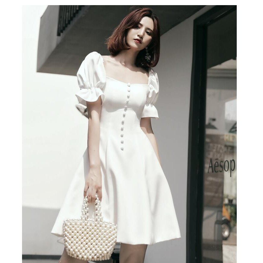 パーティードレス ウエディングドレス オフショルダー 上品 ミモレ丈ドレス 30代 40代 Aライン 6,936円