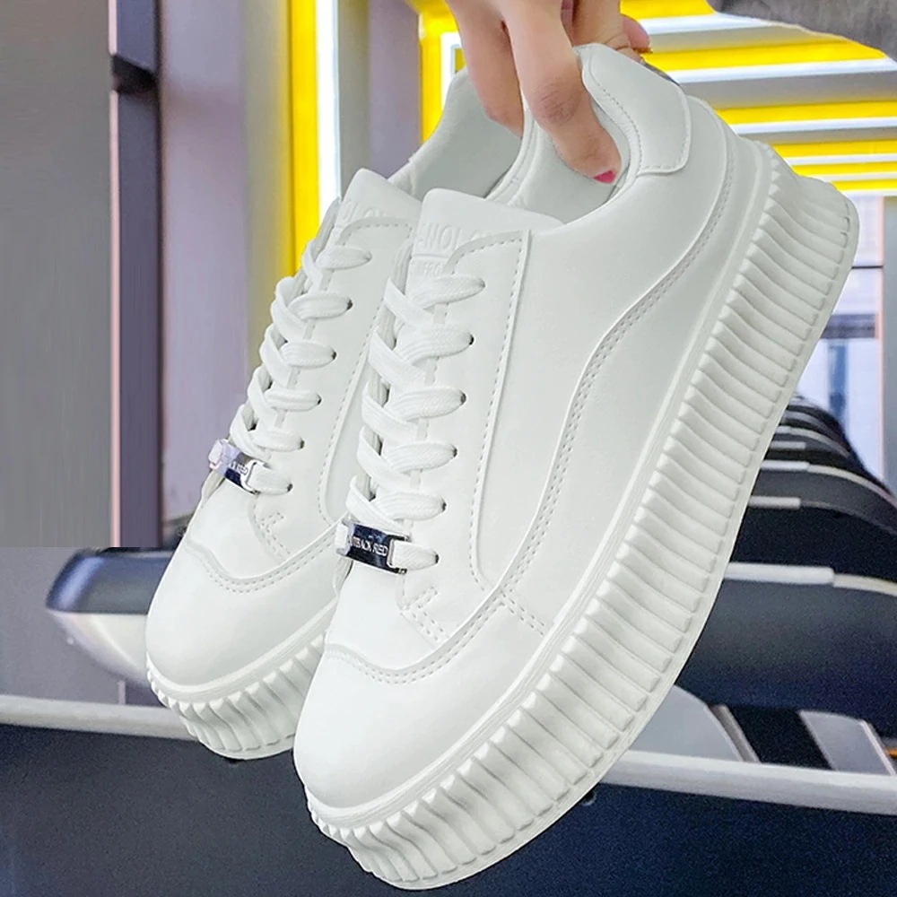 厚底スニーカー レディース ローカット 厚底ソールシューズ スニーカー白 運動 新作ベーシック靴