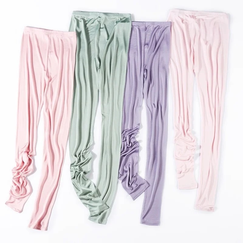 納期1~3週間程：女性用シルクタイツパンツ,上質,通気性と保湿,無地,パジャマ,秋