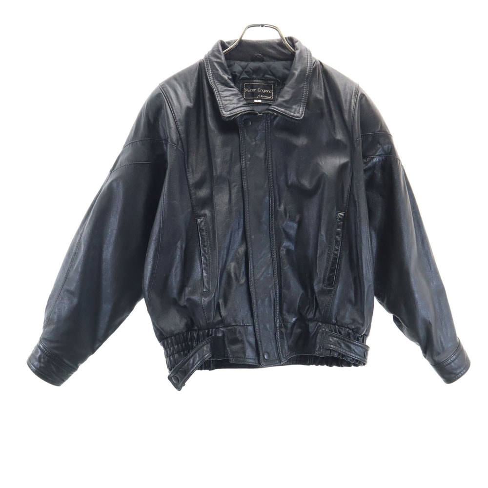 Peter England ピーターイングランド レザージャケット L ブラック メンズ 古着