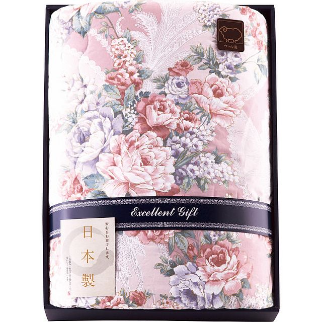 日本製 ウール10%入肌掛けふとん ピンク