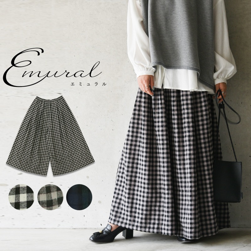 emural ネルタックワイドパンツ【M-L】ボトムス 秋冬ワイドパンツ レディース エミュラル