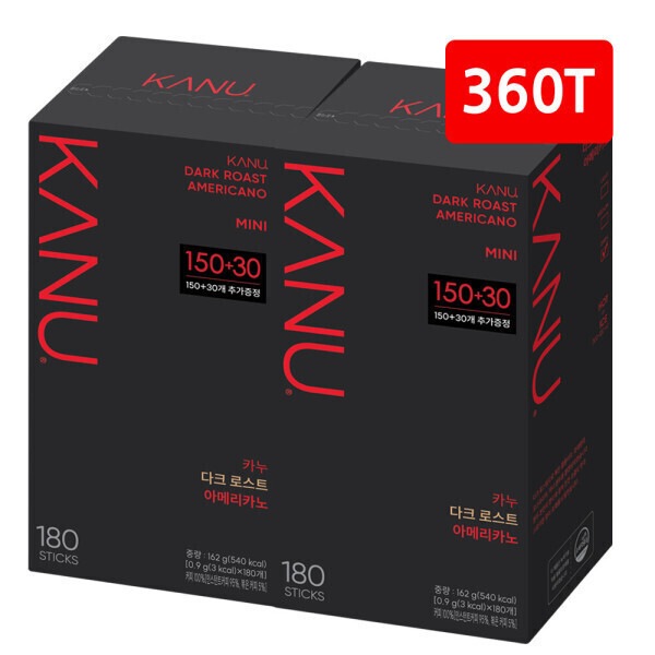 カヌーミニダークローストアメリカーノコーヒー360T（180T x 2個）/2個までまとめて配送 (贈呈品なくなり次第贈呈終了)
