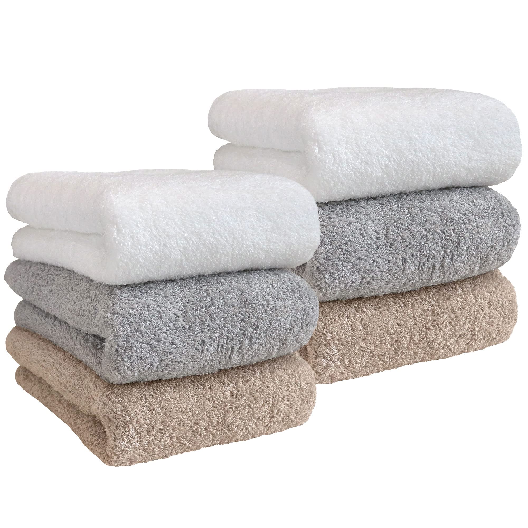 sensui Yu 日本製 フェイスタオル 6枚セット 瞬間吸水 抗菌防臭 速乾 大阪泉州タオル アソート3色02