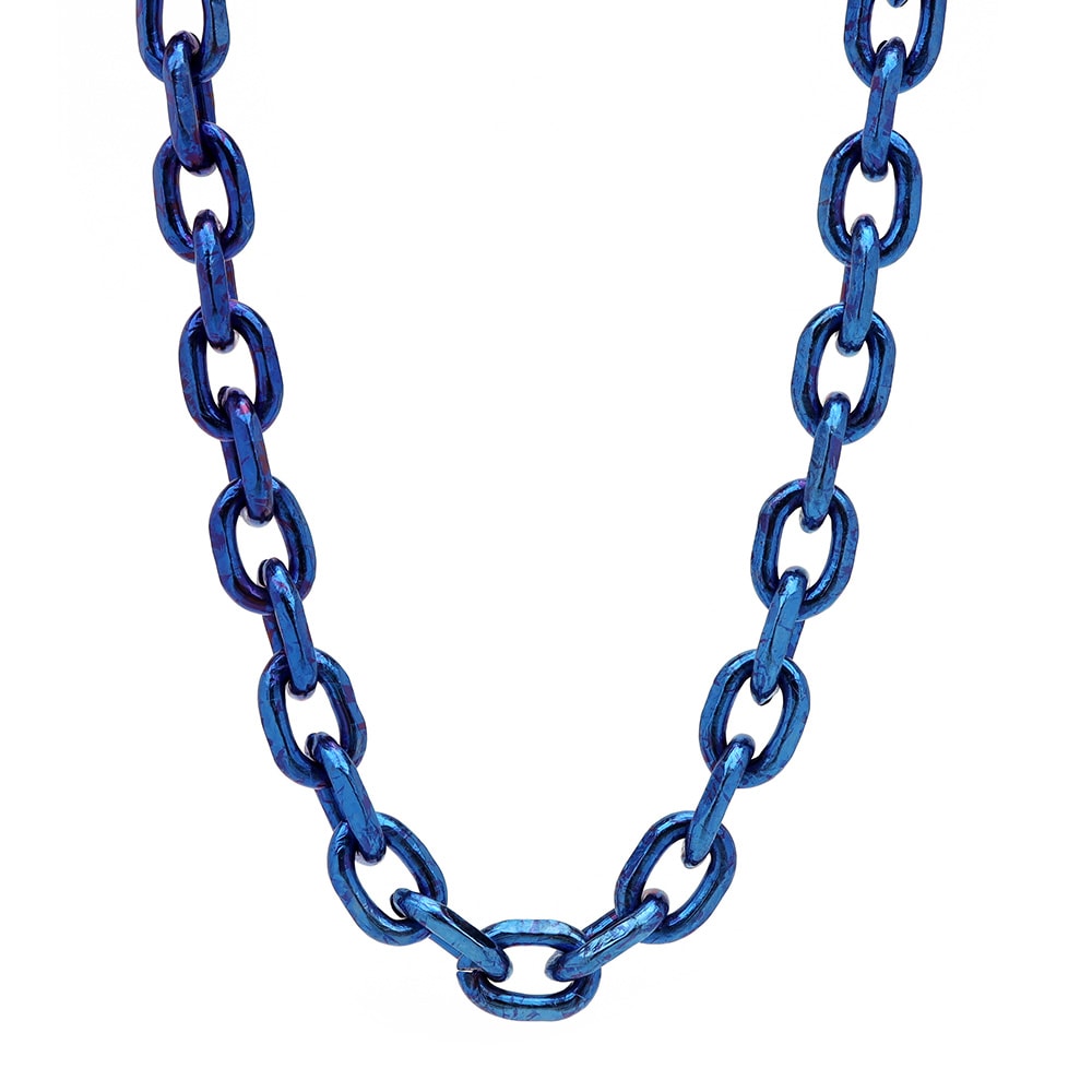 チタン 小豆チェーンネックレス幅5mm青 [tc001-blue-5mm] 8,833円