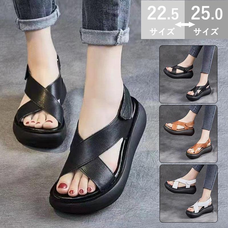 [特色のある商品]厚底サンダル レディース 軽量 ウェッジソール ミュールサンダル オープントゥ 脚長効果アウトドア おしゃれ カジュアル PU 美脚履きやすい 歩きやすい