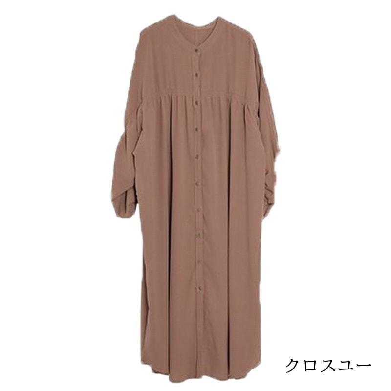 シャツワンピース 羽織り ロング 艶感 体型カバー 上品 大人 きれいめ 春 夏 秋 30代 40代 レディース T/R前開きロングシャツワンピース