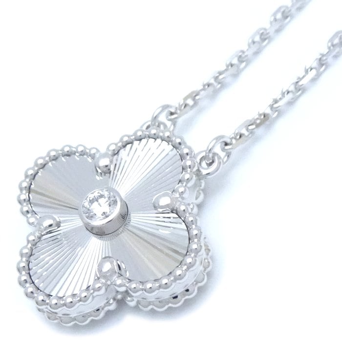 ヴィンテージアルハンブラ ネックレス 1Pダイヤ ギョシェ 2020年ホリデー VCARP6L800 K18WG/293277【中古】