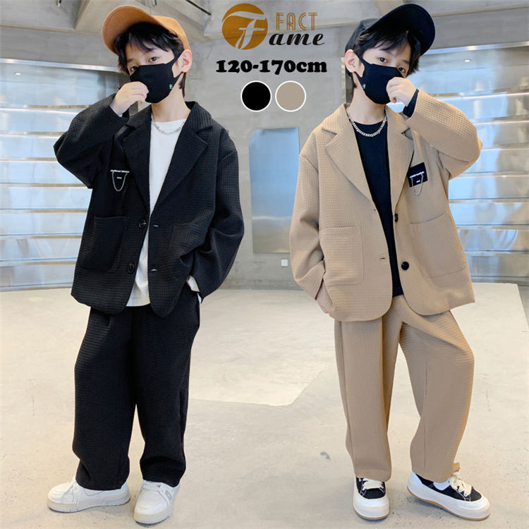 【本日限定】カジュアルスーツ キッズ 卒業式 スーツ 男の子 フォーマルセットアップ 入学式 卒業式 韓国子供服 ワッフル ジャケット パンツ キッズ 発表会 キッズ ダンス衣装 學院風 卒園式 結婚