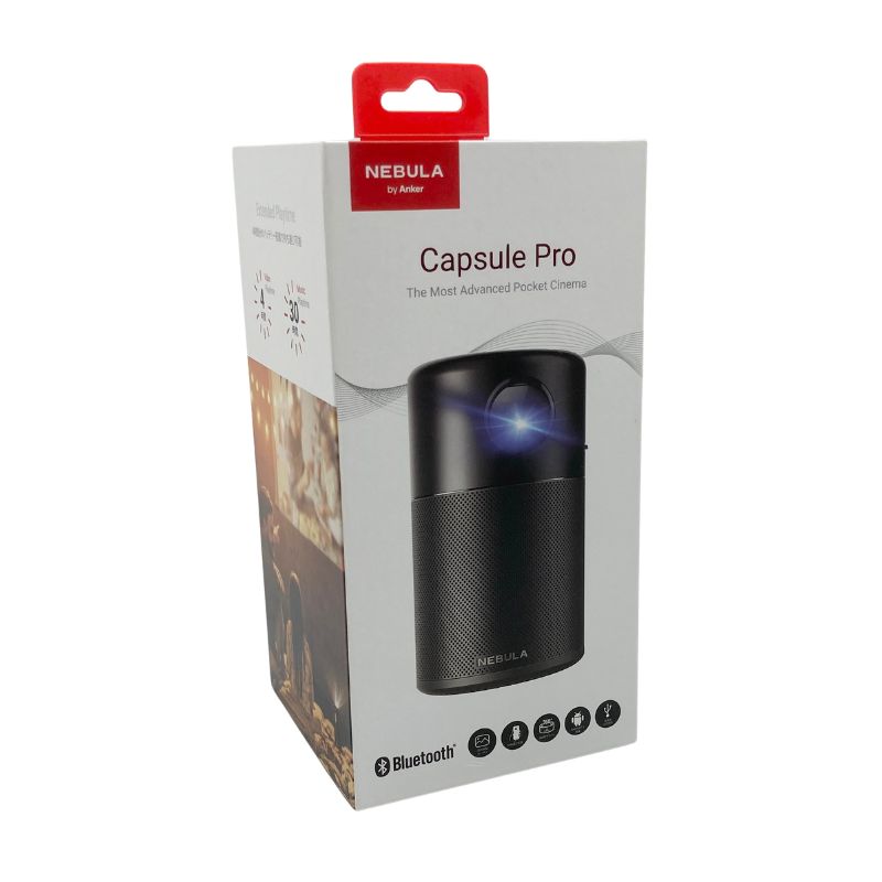 【中古 動作確認済】 Anker Nebula Capsule Pro（Android搭載モバイルプロジェクター）【150 ANSIルーメン / DLP搭載 / 360度スピーカー】