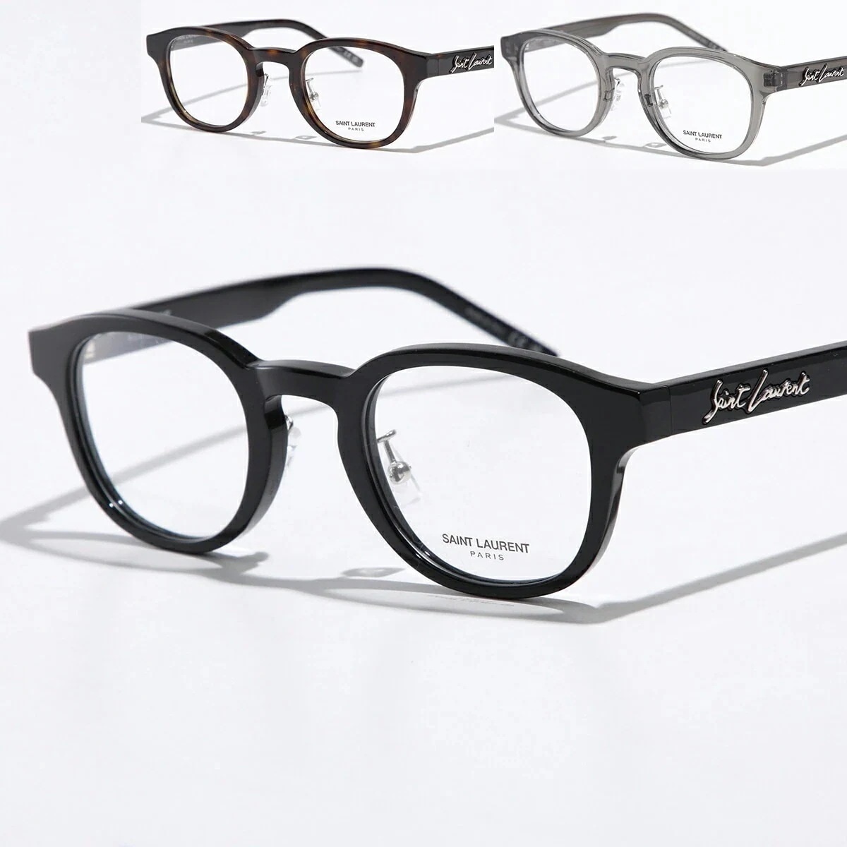 SAINT LAURENT サンローラン メガネ SL 630/J レディース ウェリントン型 セルフレーム クリアフレーム 黒縁 眼鏡 メタルロゴ アイウェア カラー3色