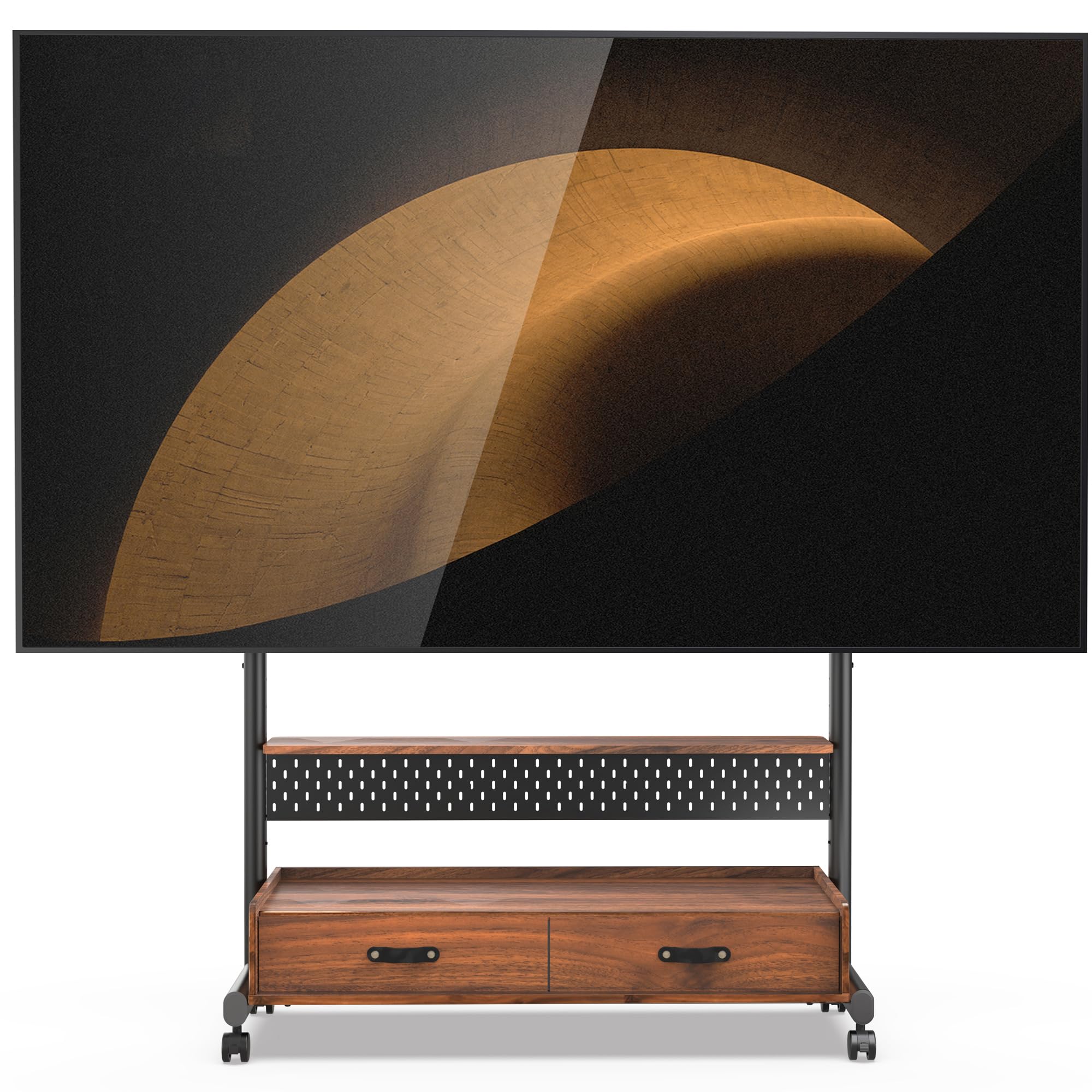 テレビスタンド Kシリーズ テレビ台 マウント付き 移動式 60~100インチ 大型テレビに対応 耐荷重80kg 有孔ボード付 引き出し付 高さ調節 大容量収納 安定性よい 木製 83370