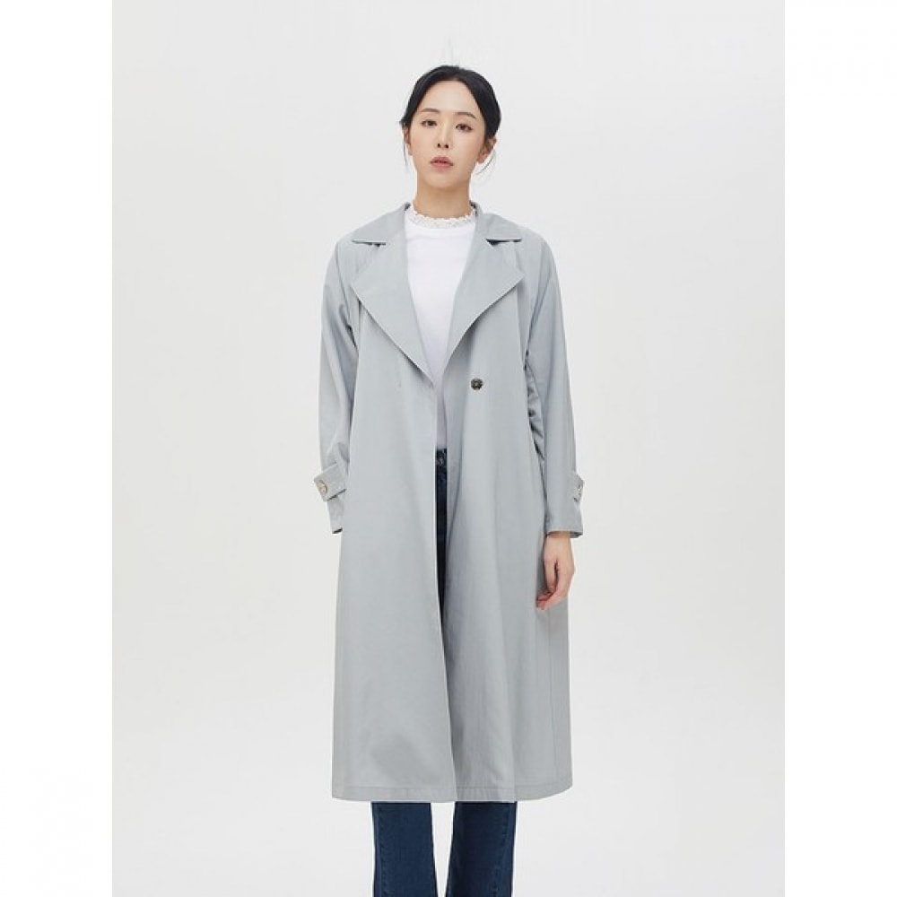 [シャトレーン] ミントグリーンビッグカラーベルト付きトレンチコートHCBSCT101