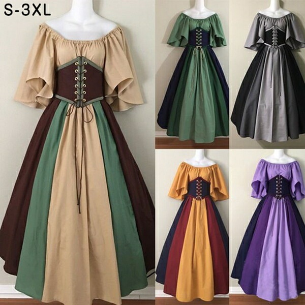 コスプレ ワンピース レディース ドレス 中世ヨーロッパ お姫様 貴族 洋装 半袖 ベルスリーブ ステージ衣装 王族服 豪華 ヨーロッパ風 発表会 コスチューム ハロウィン 仮装 演奏会