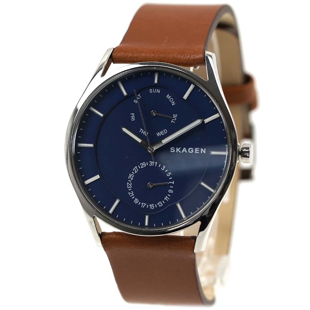 スカーゲン 腕時計 メンズ ホルスト 日付 曜日 カレンダー ネイビー×ブラウン SKAGEN HOLST SKW6449