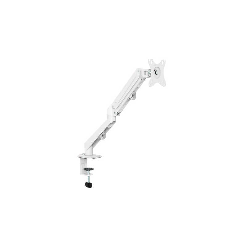 グリーンハウス　モニターアーム ［1画面 /17～27インチ］ ガススプリング クランプ式 ホワイト　GH-AMCS01AC-WH