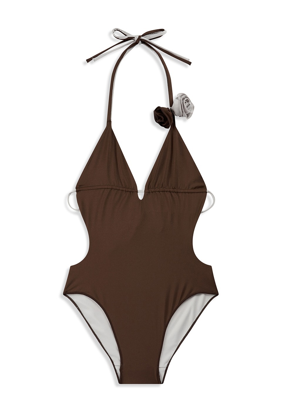 【OPEN Yy】 FLOWER STRAPPY SWIMSUIT : BROWN