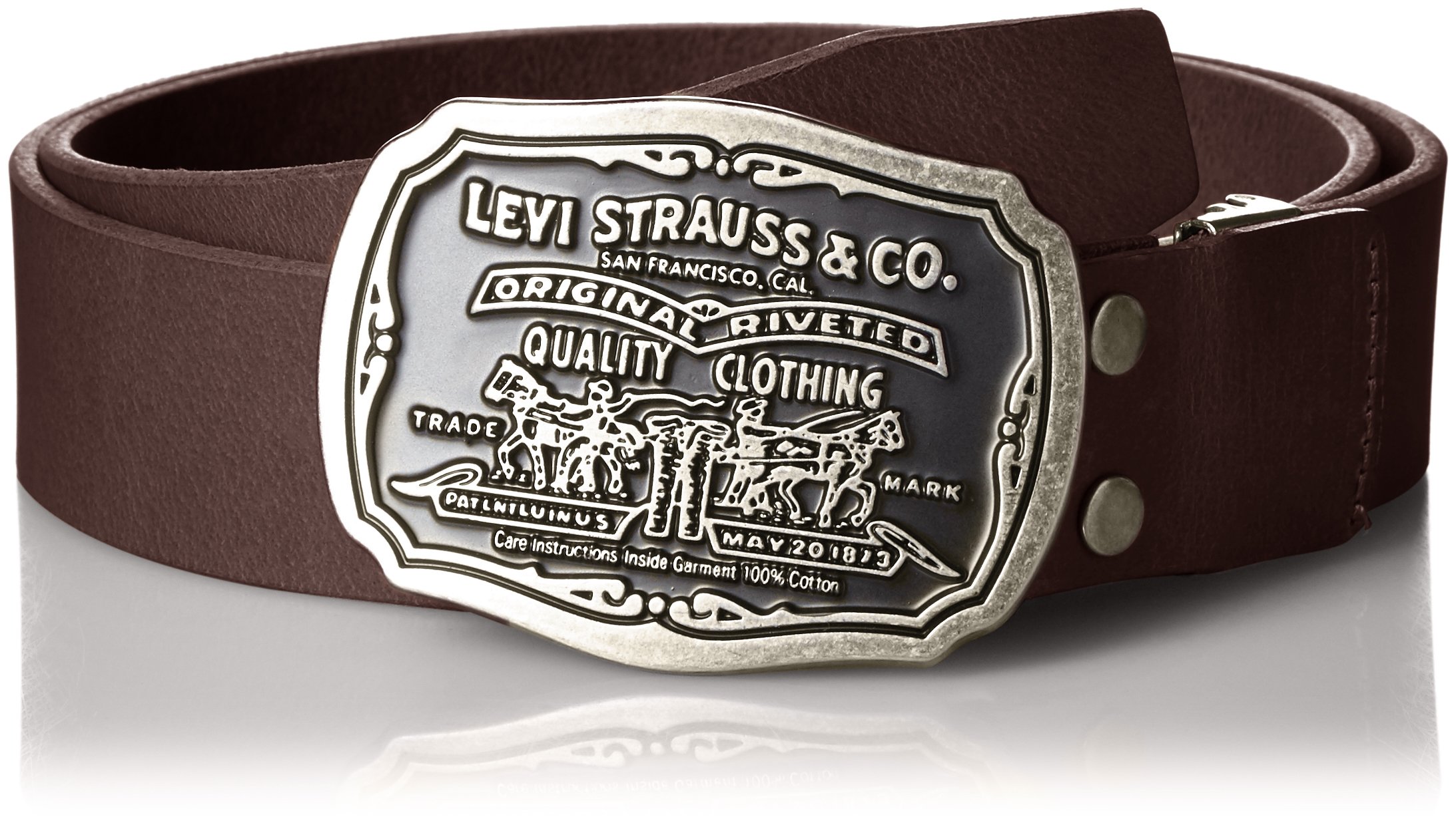 [リーバイス] サイズ調整可能 TWO HORSEバックルレザーベルト 品番15116067 ベトナム製 15116067 0029チョコ チョコ M