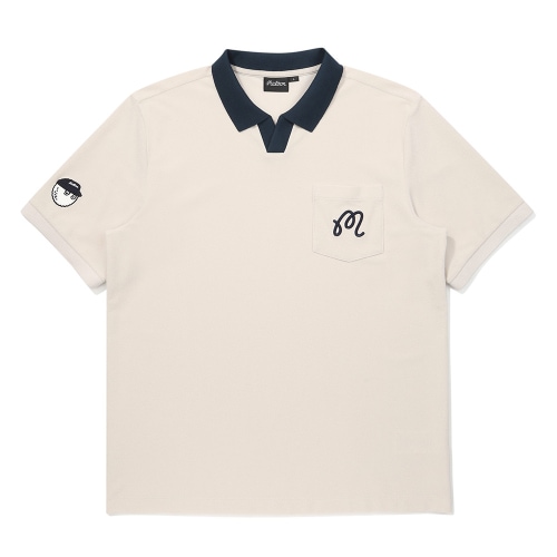 マルボンゴルフプレミアムテリーオープンネックTシャツクリーム (メンズ)