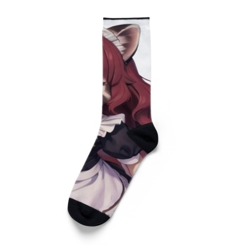 【文字入れ可能受注生産】タヌキの女の子　メイド　ケモナー ソックス 4,624円